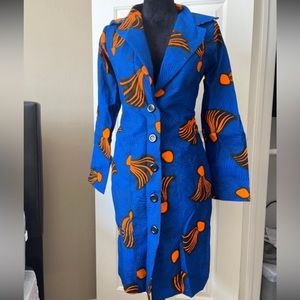 Ankara Blazer Dress | Blue Ankara dress |Ankara dress with buttons African print
